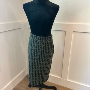 Renee‎ C. Olive and Black Houndstooth Pencil Skirt